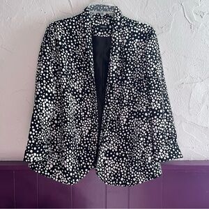 Elements Black and White Patterned Open Blazer Size Large